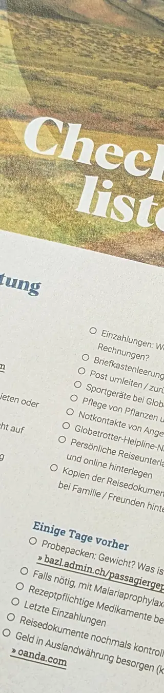 Deine Reiseckliste - zum Ausdrucken oder als interaktives PDF